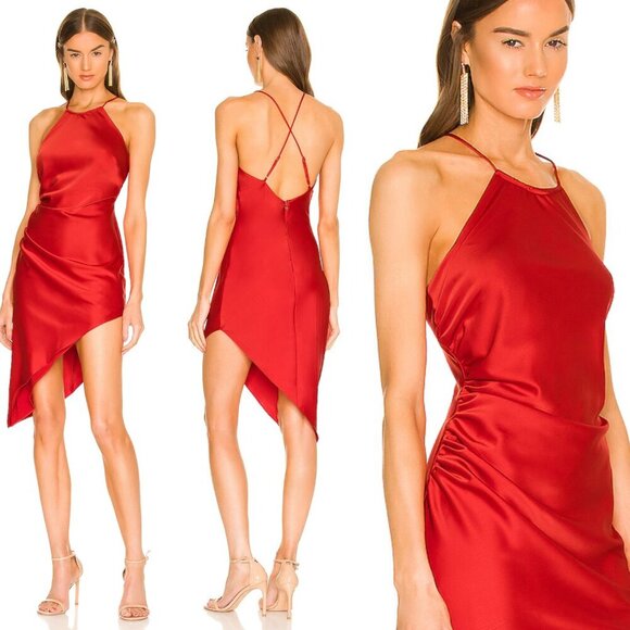 New! Nookie Red Gypsy Mini Halter Asymmetrical Mini Dress 37676 - Picture 1 of 12